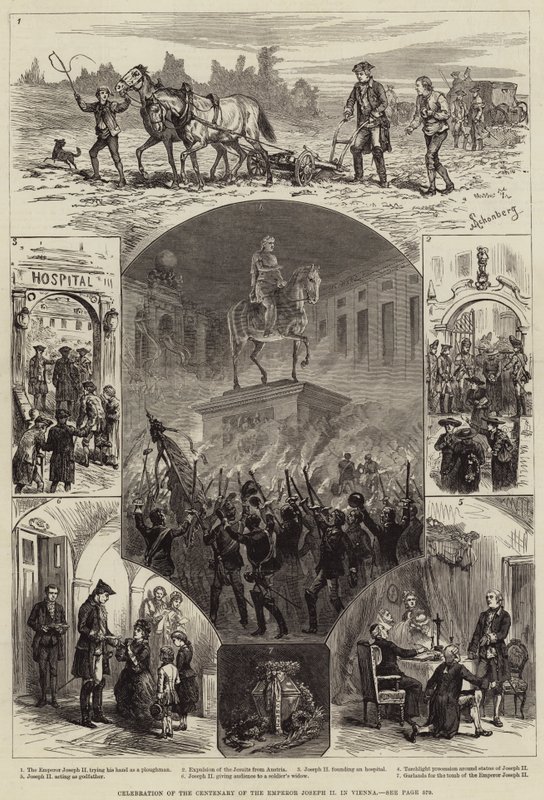 Fejring af hundredåret for kejser Joseph II i Wien (gravering) af European School