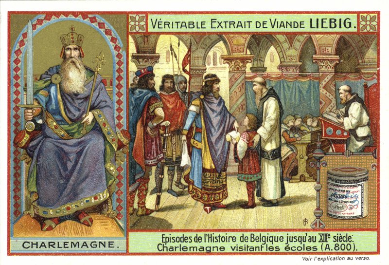 Charlemagne, King of the Franks, visiting a school, 800  af European School