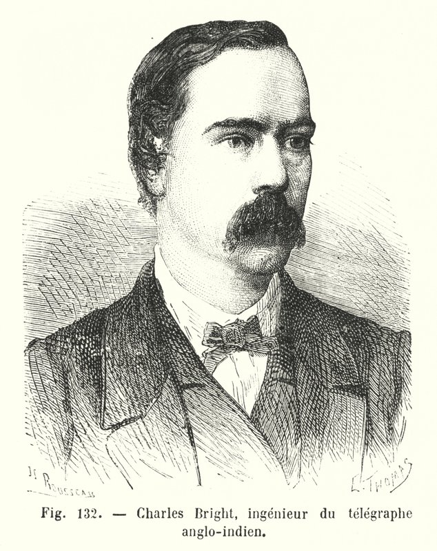 Charles Bright, anglo-indisk telegrafingeniør (gravering) af European School
