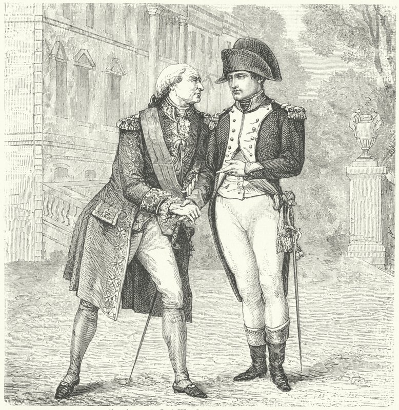 Karl IV af Spanien med Napoleon (stik) af European School