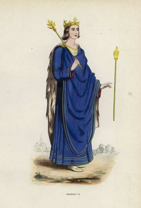 Charles VI (farvet gravering) af European School