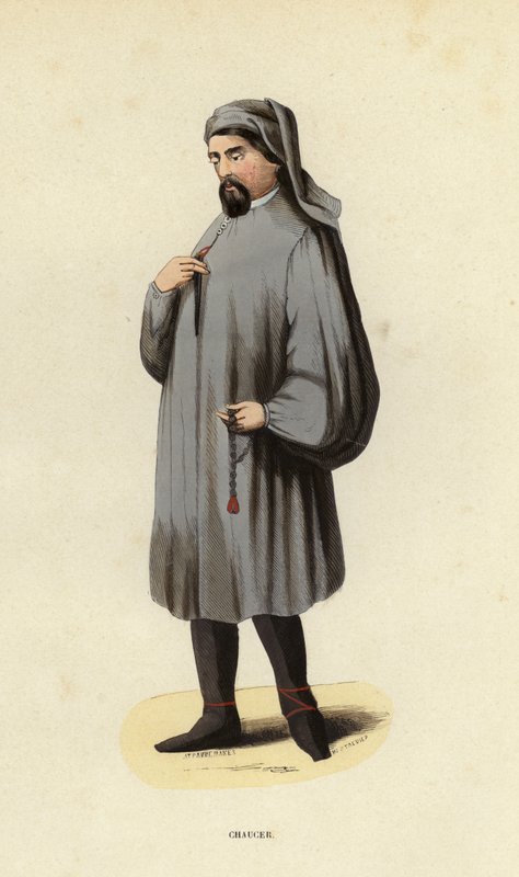 Chaucer (farvet gravering) af European School