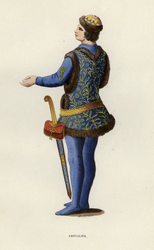 Chevalier (farvet gravering) af European School