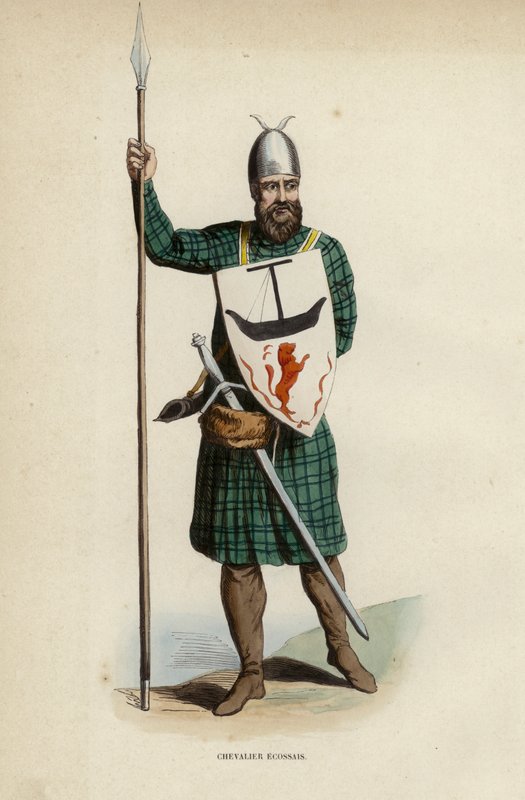 Scottish Knight (farvet gravering) af European School