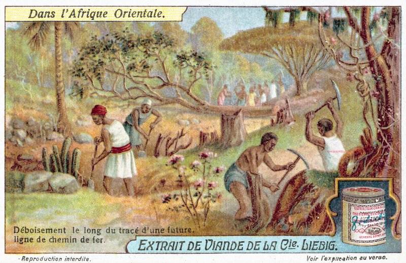 Rydning af ruten for en jernbanelinje (chromolitho) af European School