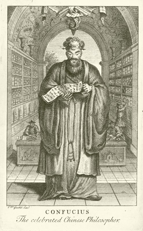 Confucius, den berømte kinesiske filosof (gravering) af European School