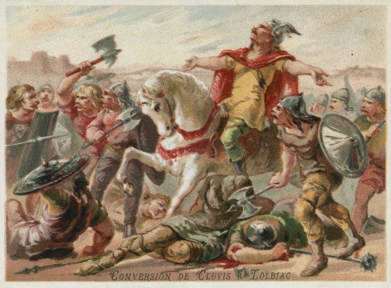 Omvendelse af Clovis I til kristendommen i slaget ved Tolbiac, 496 af European School