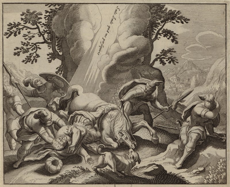 Omvendelse af St Paul på vejen til Damaskus (gravering) af European School