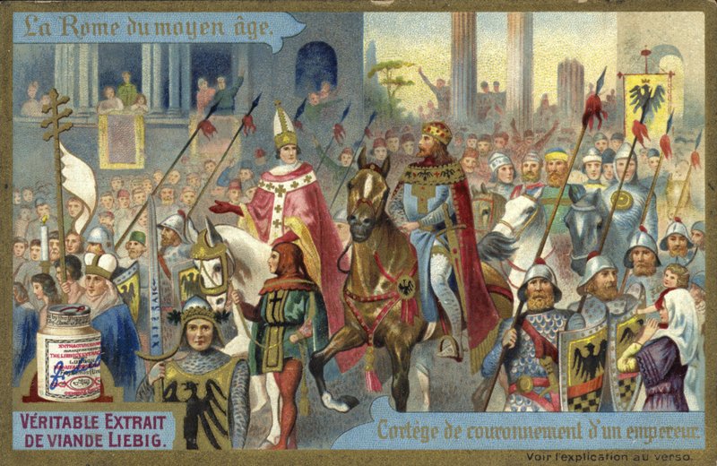 Coronation procession of an Emperor, Rome, Middle Ages  af European School