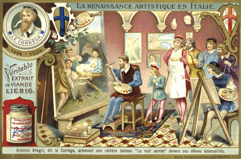 Correggio completing his painting of the Nativity in front of his amazed students  af European School