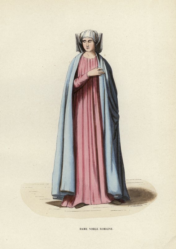 Dame Noble Romaine (farvet gravering) af European School