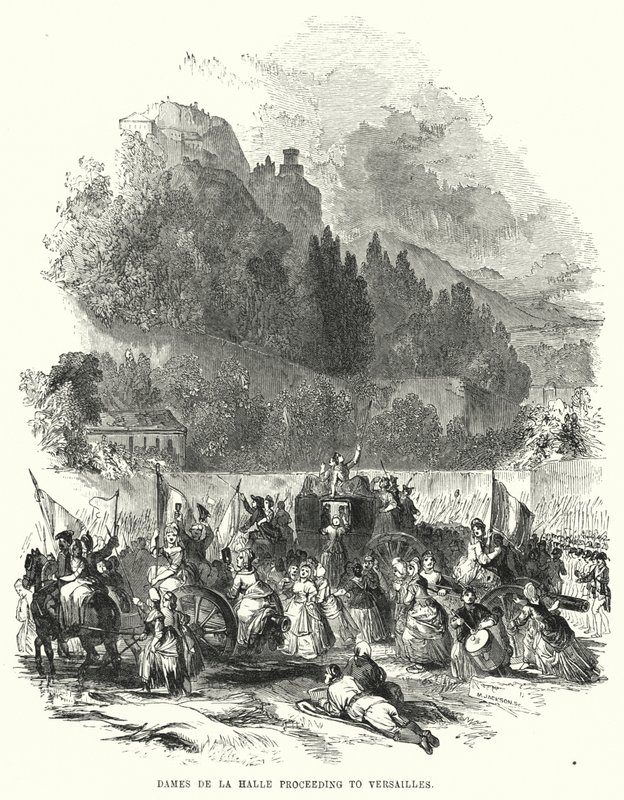 Dames de la Halle fortsætter til Versailles (gravering) af European School