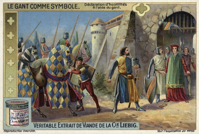 Declaration of hostilities with the aid of a glove, Middle Ages  af European School