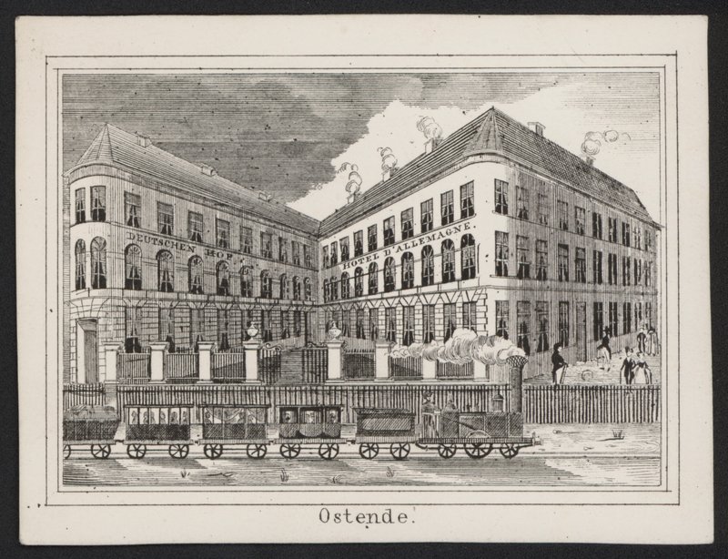 Deutscher Hof, Hotel DAllemagne, Oostende (gravering) af European School