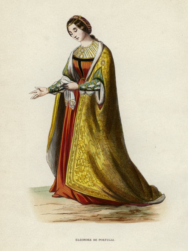 Eleonore De Portugal (farvet gravering) af European School