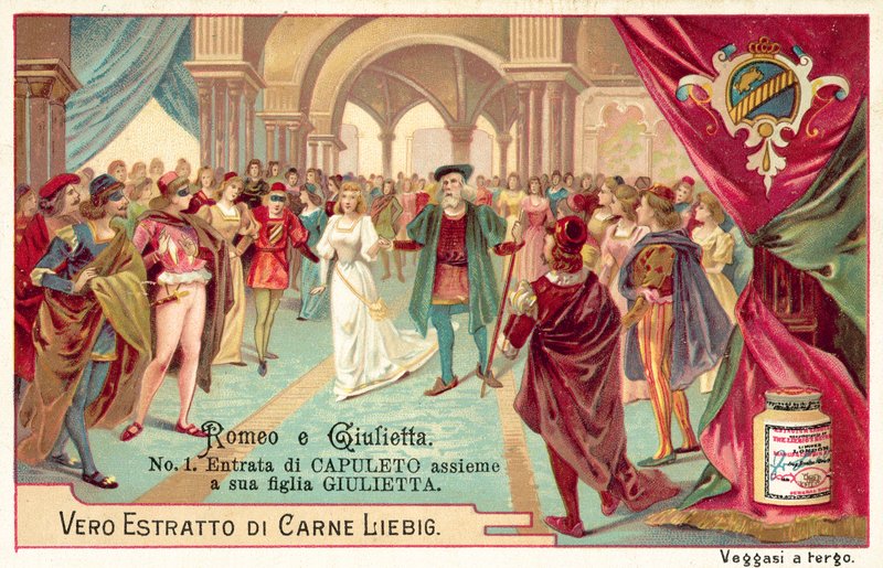 Lord Capulets og hans datter Julies indgang til bolden (chromolitho) af European School