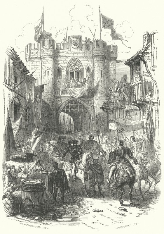 Filip den Dristige, hertug af Bourgogne, indtog i Antwerpen (gravering) af European School