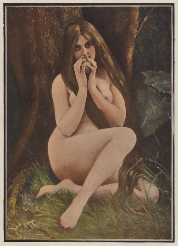 Eva, i Edens have (farve litho) af European School