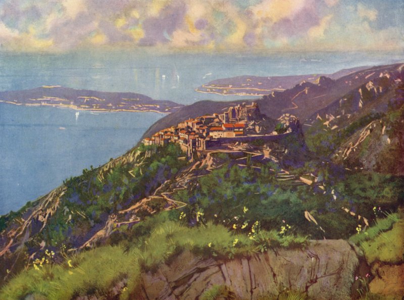 Eze, oversigt (farvelitografi) af European School