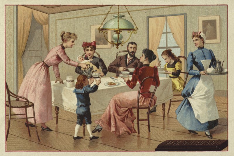 Familie drikker chokolade af European School