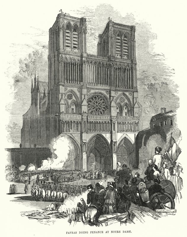 Favras laver bod ved Notre Dame (gravering) af European School