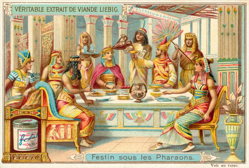 Fest under faraoerne i det gamle Egypten (chromolitho) af European School
