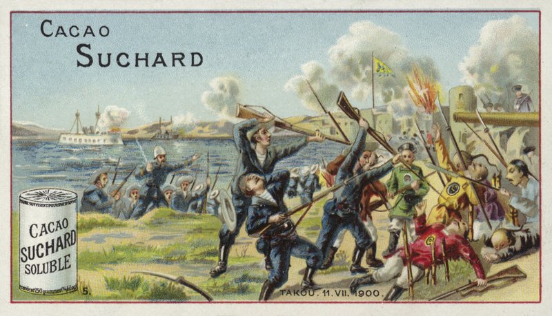 Kamp ved Taku, Kina, Boxer Rebellion, 1900 af European School