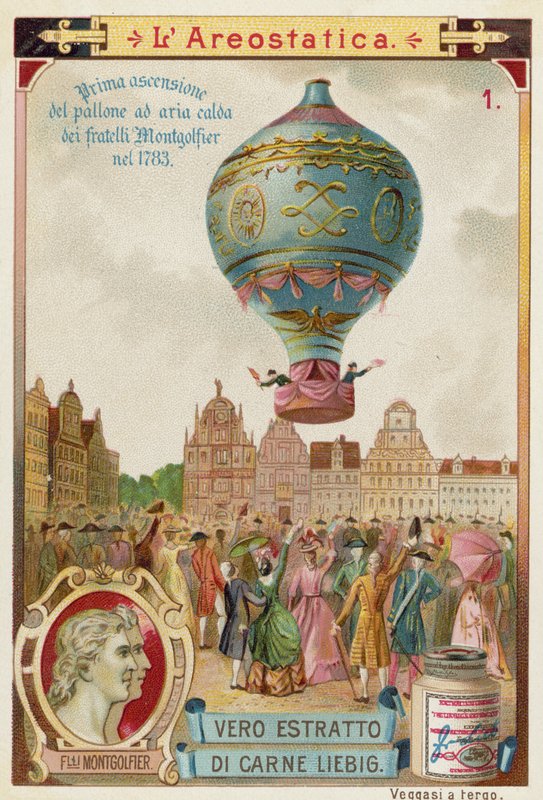 Første ubundne flyvning af Montgolfier Brothers varmluftsballon, 1783 af European School