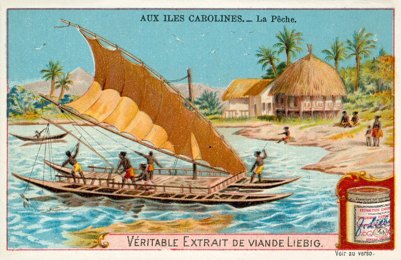 Fiskeri, Caroline Islands (chromolitho) af European School
