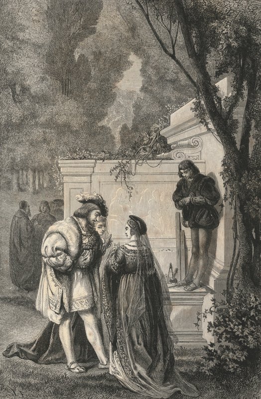 Francis I og hans kunstnere (gravering) af European School