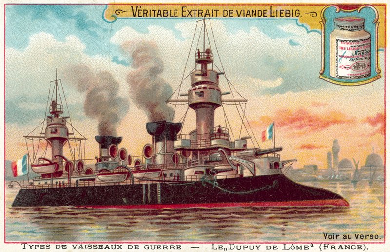 Fransk panserkrydser Dupuy de Lome (chromolitho) af European School