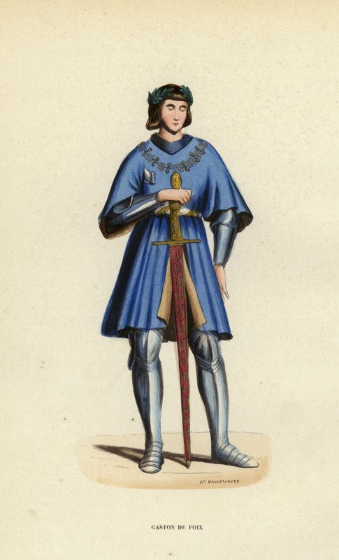Gaston De Foix (farvet gravering) af European School
