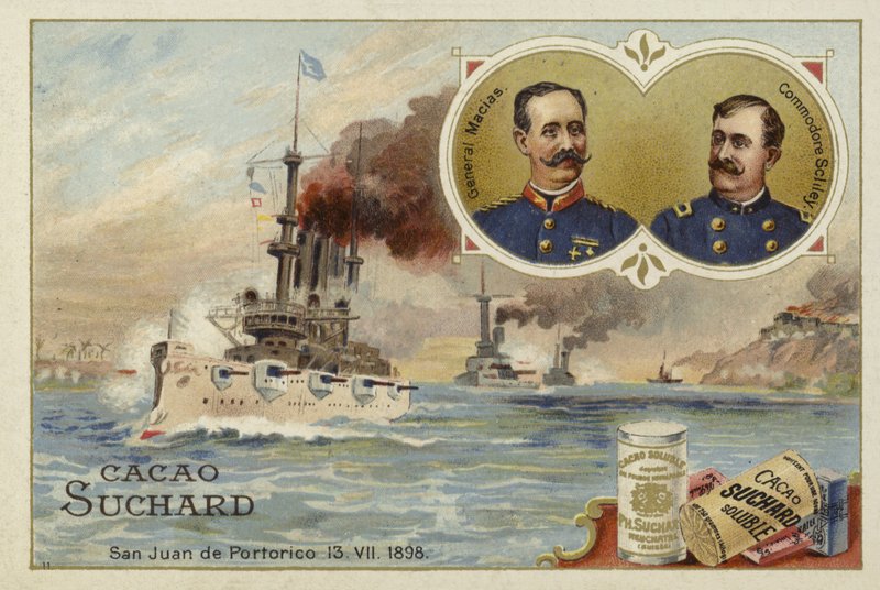 General Manuel Macias og Commodore Winfield Scott Schley, San Juan de Puerto Rico, spansk-amerikanske krig, 13. juli 1898 af European School