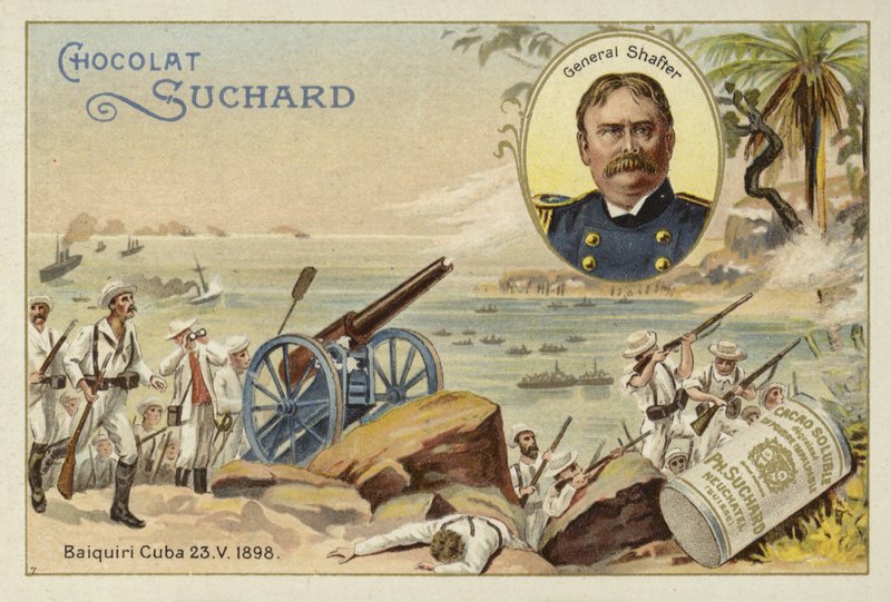 General William Shafter og amerikanske tropper lander ved Daiquiri, Cuba, den spansk-amerikanske krig, 23. maj 1898 af European School
