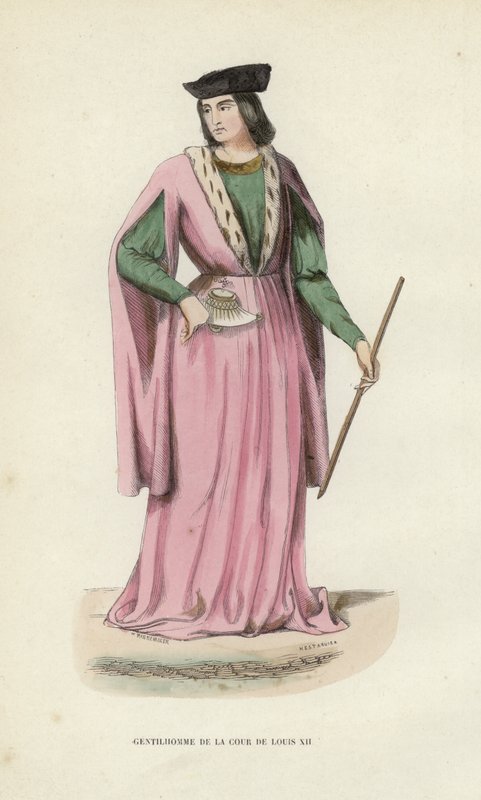 Gentleman of the Court of Louis XII (farvet gravering) af European School
