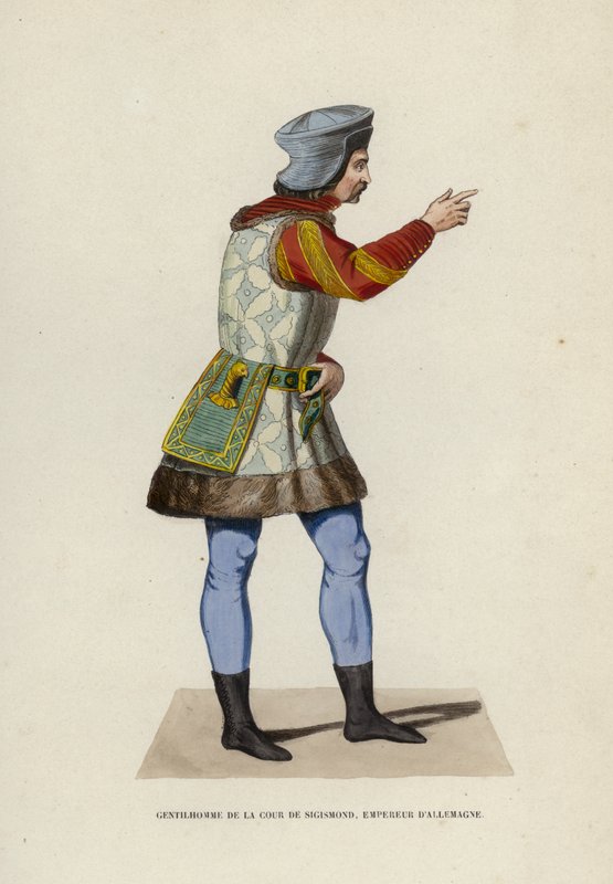 Hoffets herre Sigismund, Tysklands kejser (farvet gravering) af European School