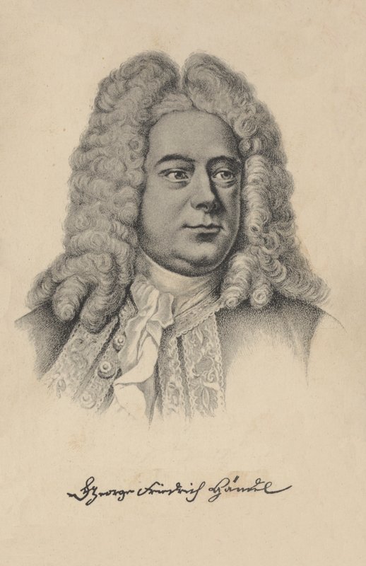George Frideric Händel, tyskfødt britisk barokkomponist (litografi) af European School