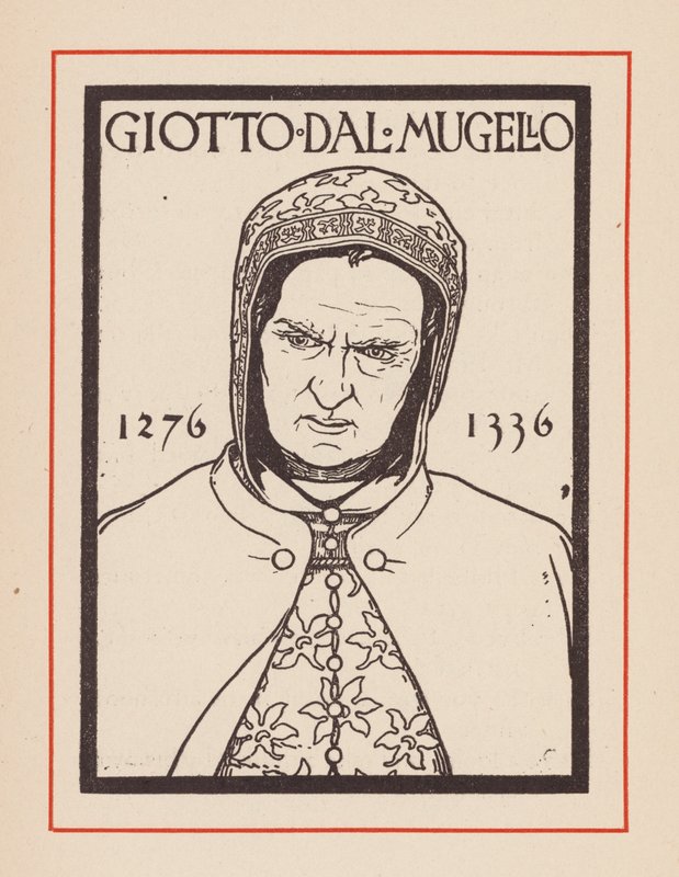 Giotto, italiensk middelalderkunstner (litografi) af European School