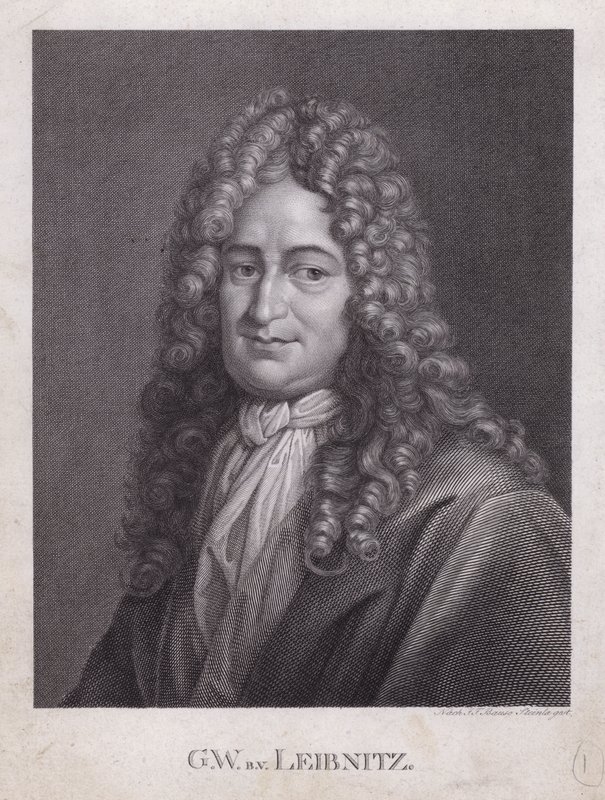 Gottfried Wilhelm Leibniz, tysk filosof, matematiker og polyvalent videnskabsmand (gravering) af European School