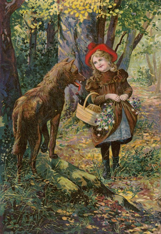 Grimms fortællinger: Lille Rødhætte (chromolitho) af European School