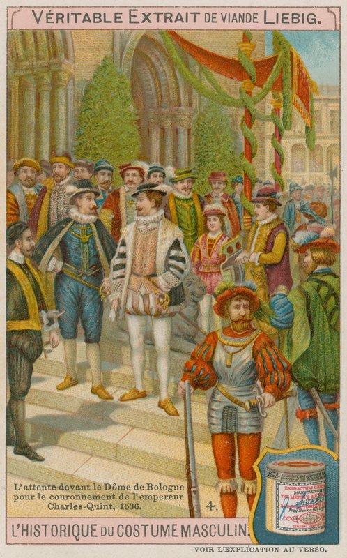 Gæster, der venter uden for katedralen i Bologna ved kroningen af kejser Karl V i 1536 af European School