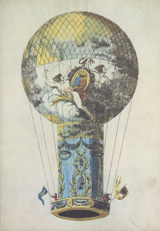 Luftballon (farvet gravering) af European School