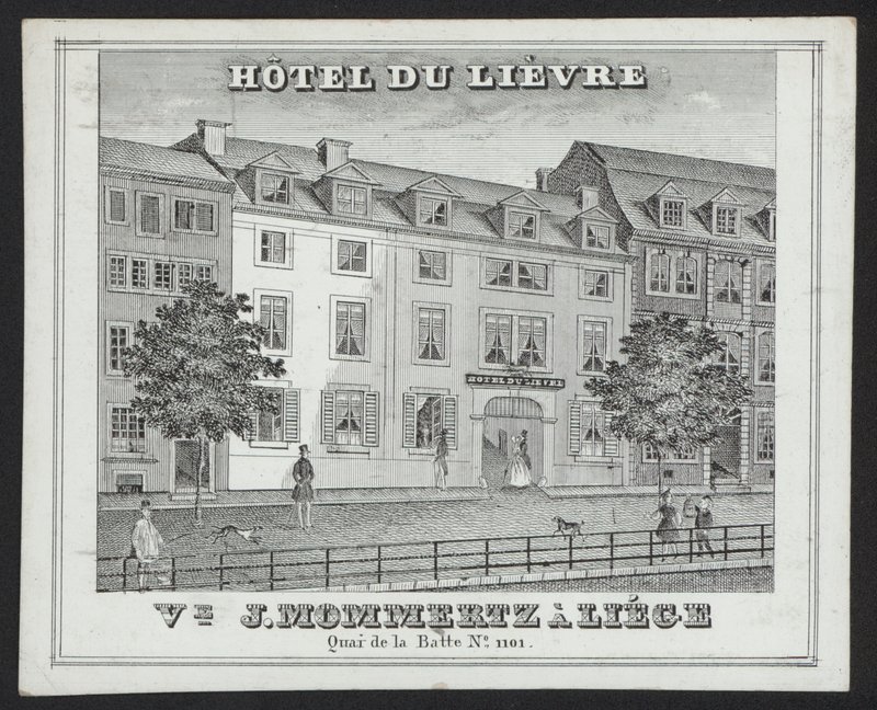 Hotel Du Lievre, J Mommertz, Liège (gravering) af European School