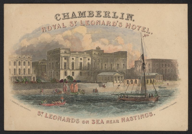 Hotel Trade Card (farvet gravering) af European School