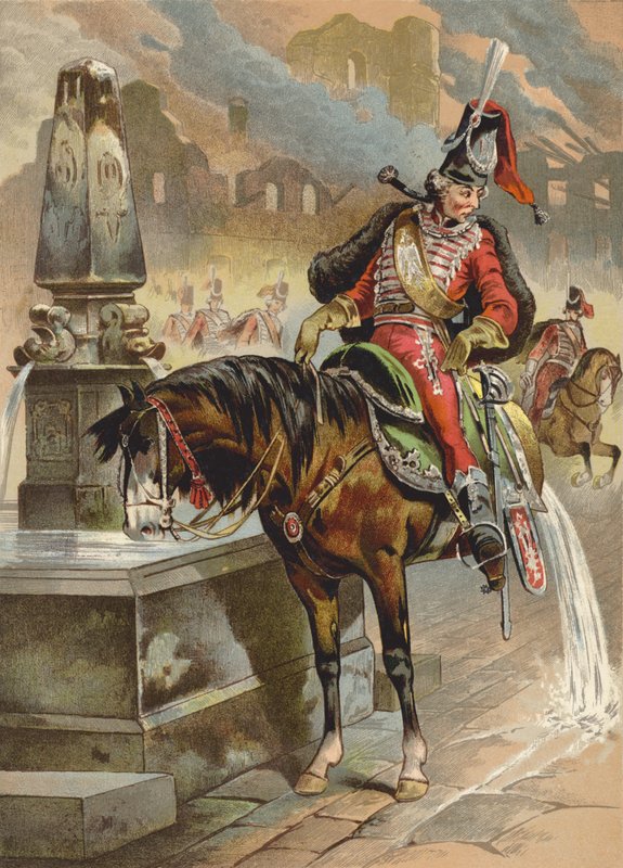 Illustration til Baron Munchausens eventyr af European School