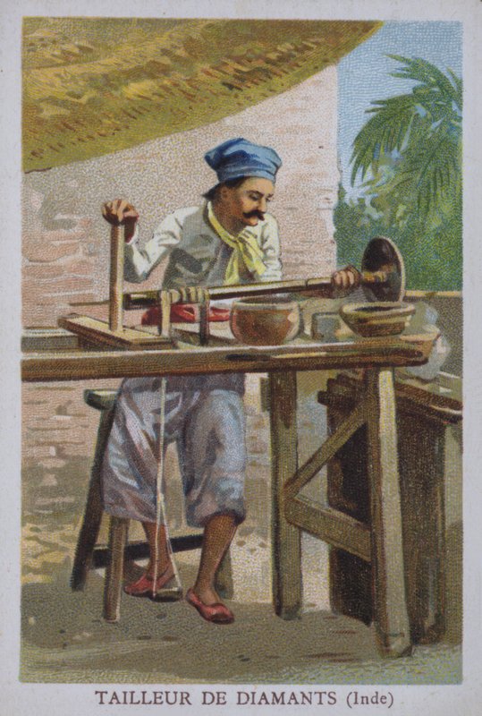 Indisk diamantskærer (farve litho) af European School