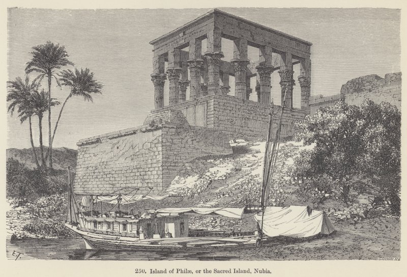 Island of Philae, eller den hellige ø, Nubia (gravering) af European School