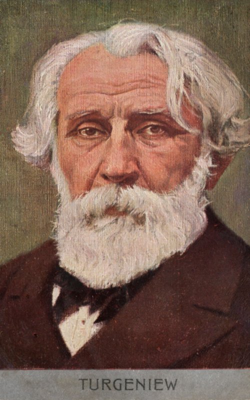 Ivan Turgenev, russisk romanforfatter (farvelitografi) af European School