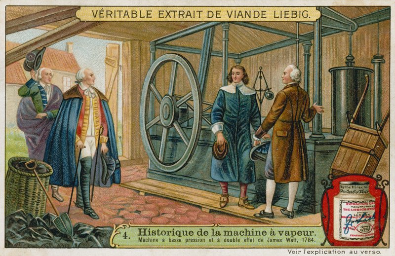 James Watts low pressure double-acting steam engine, 1784  af European School