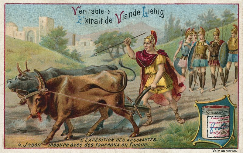 Jason ploughing with the fire-breathing oxen  af European School